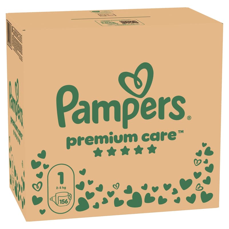 Pampers Premium Care Pelenka, Havi Pelenkacsomag, Méret: 1 (2-5 kg) 156 db