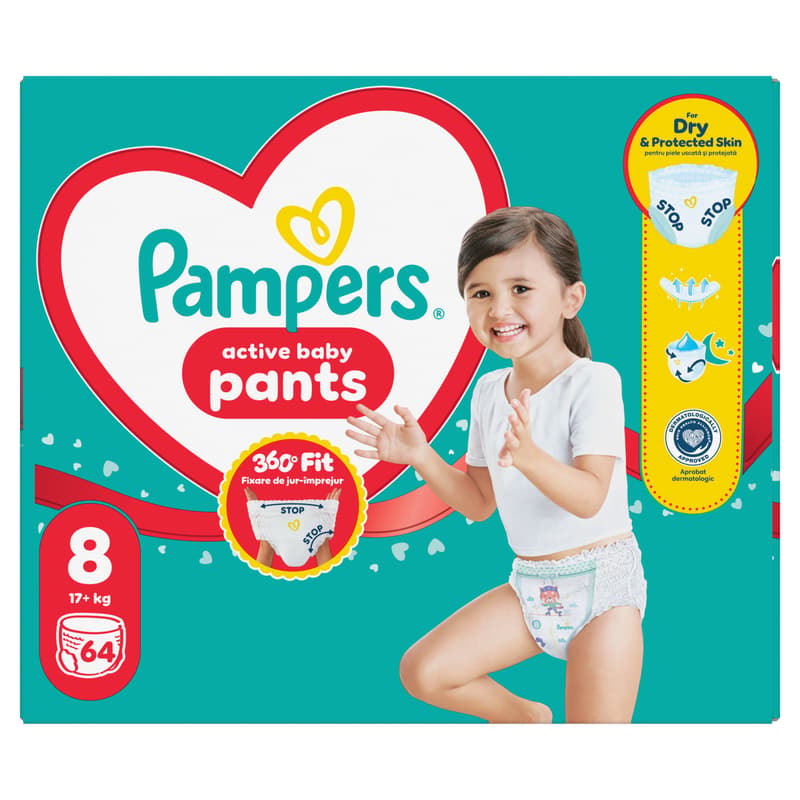 Pampers Active Baby Pants Bugyipelenka, Méret: 8 (17+ kg) 64 db