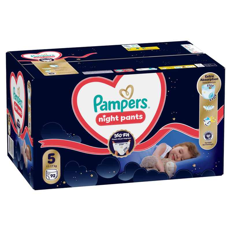 Pampers Night Pants Éjszakai Bugyipelenka, Havi Pelenkacsomag, Méret: 5 (11-17 kg) 92 db