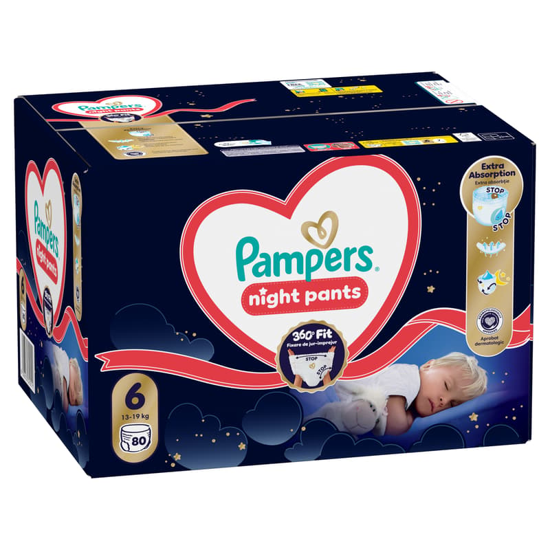 Pampers Night Pants Éjszakai Bugyipelenka, Havi Pelenkacsomag, Méret: 6 (13-19 kg) 80 db