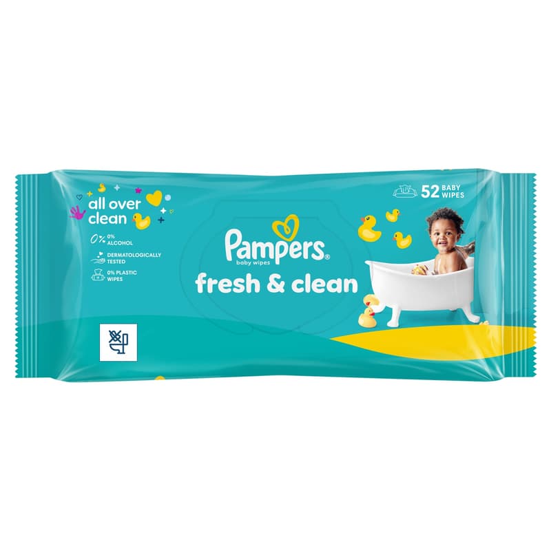 Pampers Fresh Clean Baby Nedves Törlőkendő, 52 db