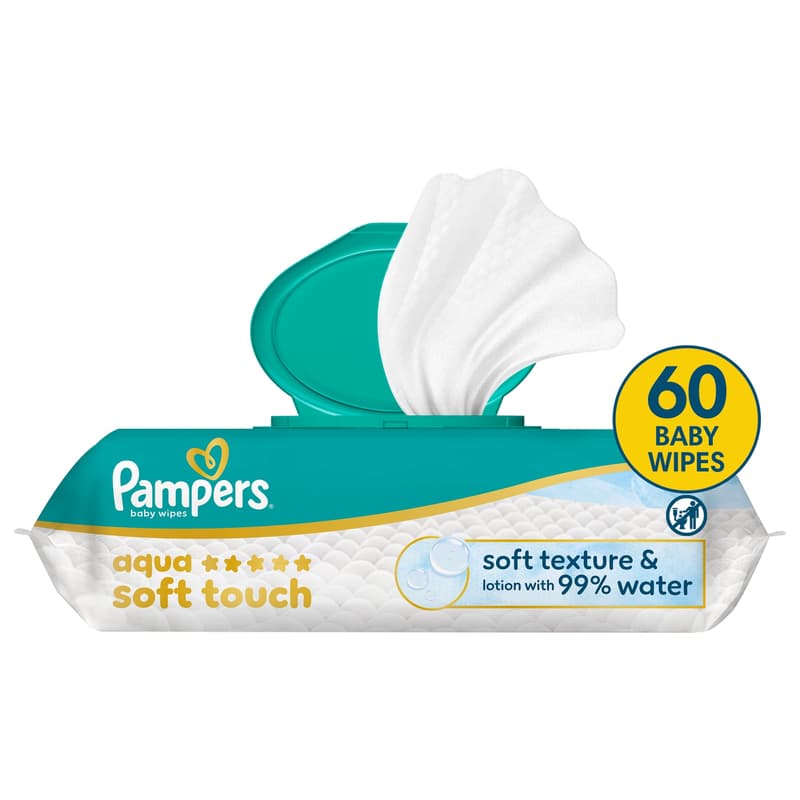 Pampers Aqua Soft Touch Baby Nedves Törlőkendő, 60 db