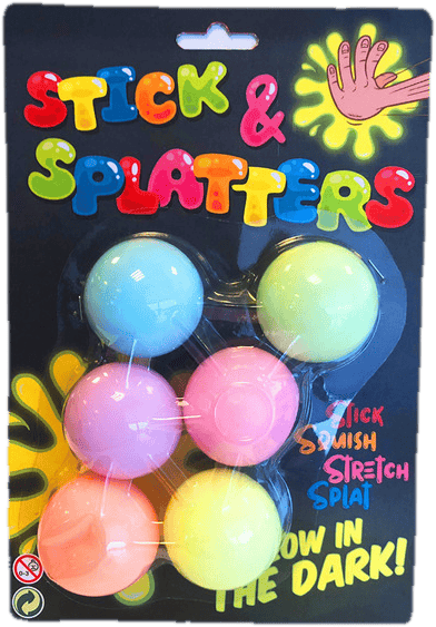 Sötétben világító ragadós, nyújtható labda, 6 db/csomag