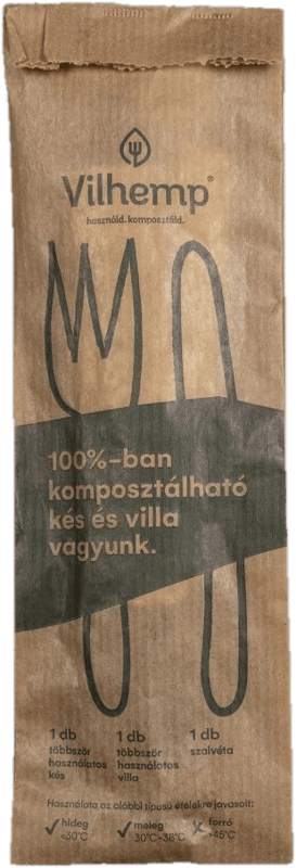 Kés-villa-kanál-szalvéta szett papír csomagolásban