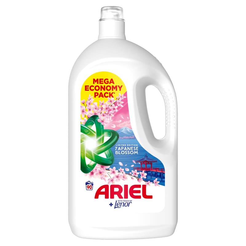 Ariel Folyékony Mosószer +Touch Of Lenor Japanese Blossom 90 Mosáshoz, 4.05 l