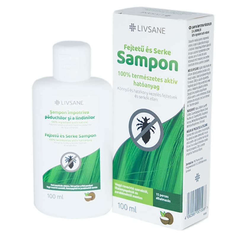 Livsane fejtetű és serke sampon, természetes 100ml