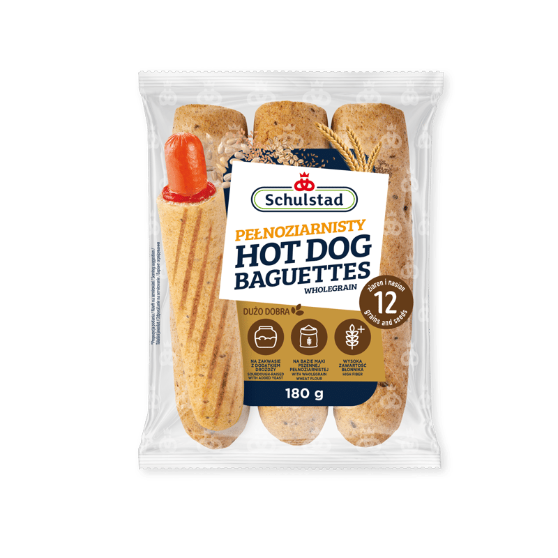 Schulstad Teljes kiőrlésű fúrt hot dog kifli kovásszal