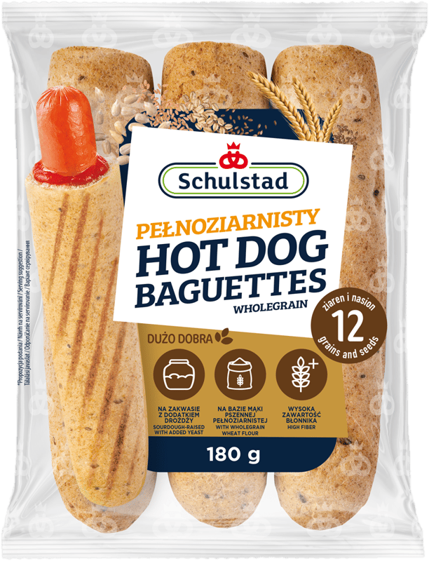 Schulstad Teljes kiőrlésű fúrt hot dog kifli kovásszal