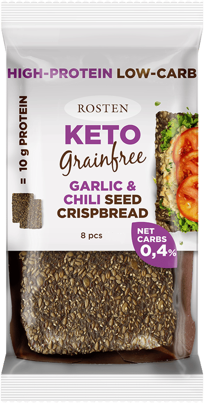 Rosten Gluténmentes Keto magas proteintartalmú ropogós kenyérszelet, fokhagymás-chilis