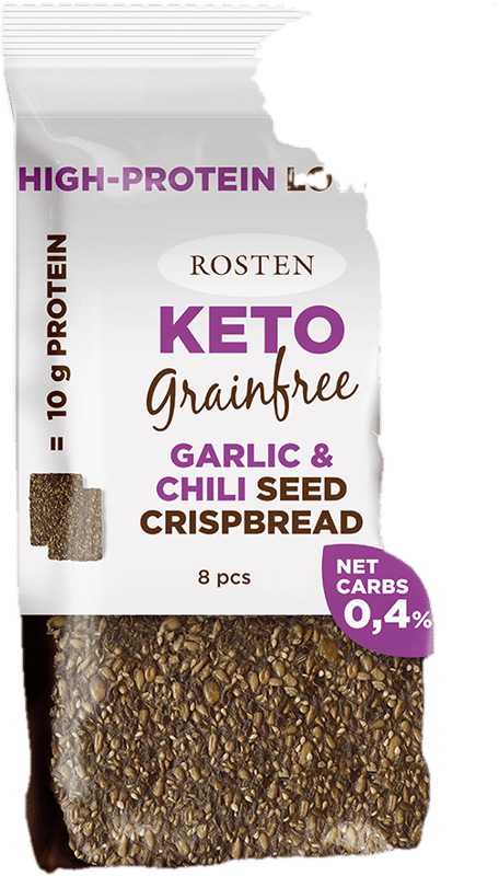 Rosten Gluténmentes Keto magas proteintartalmú ropogós kenyérszelet, fokhagymás-chilis