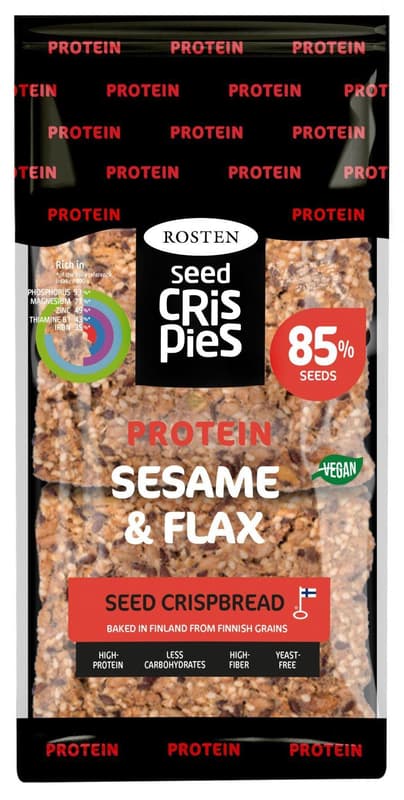 Rosten Crispies Magas proteintartalmú ropogós kenyérszelet, szezám- és lenmagos