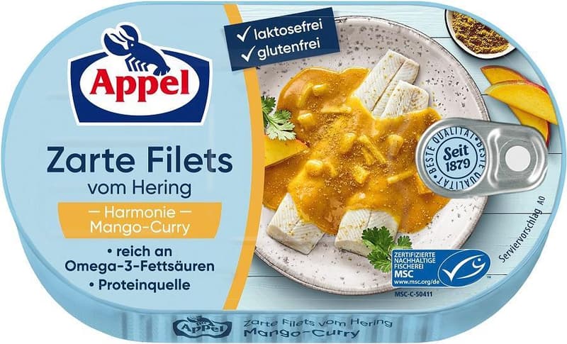 Appel Heringfilé Mangóval és Curryvel