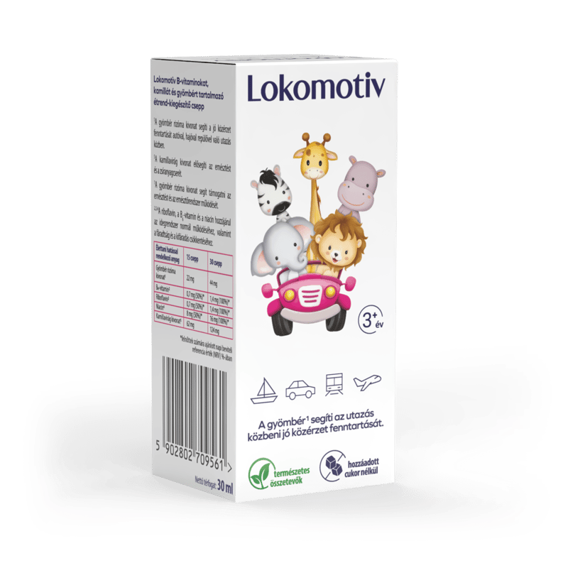 Lokomotiv B-vitaminokat, kamillát és gyömbért tartalmazó étrend-kiegészítő csepp 30ml