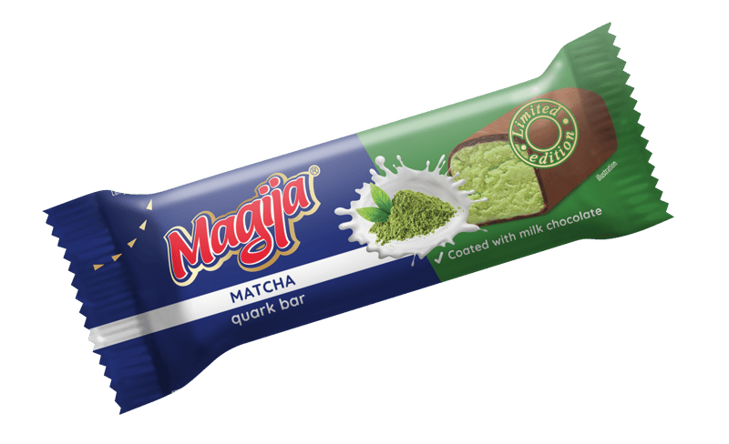 Magija túródesszert matchával és tejcsokoládé bevonattal