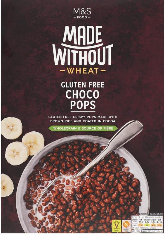 Marks & Spencer gluténmentes ropogós rizspehely teljes kiőrlésű rizsből, kakaós bevonattal