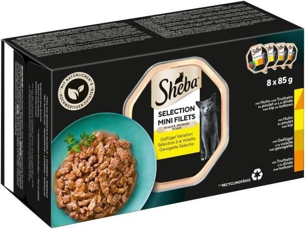 Sheba Selection alutasakos nedves macskaeledel baromfi válogatás, 8 x 85g