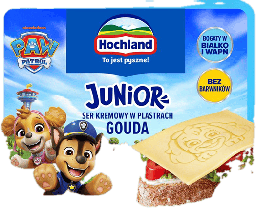 Hochland junior szeletelt gouda sajt, Mancs Őrjárat figura lenyomattal