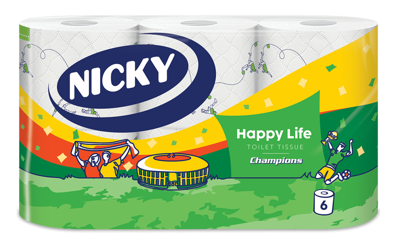 Nicky Champion 6 tekercses, 3 rétegű, mintás toalettpapír