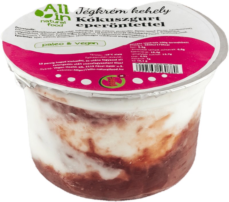 All in Natural Food Kókuszgurt eperöntettel jégkrémkehely