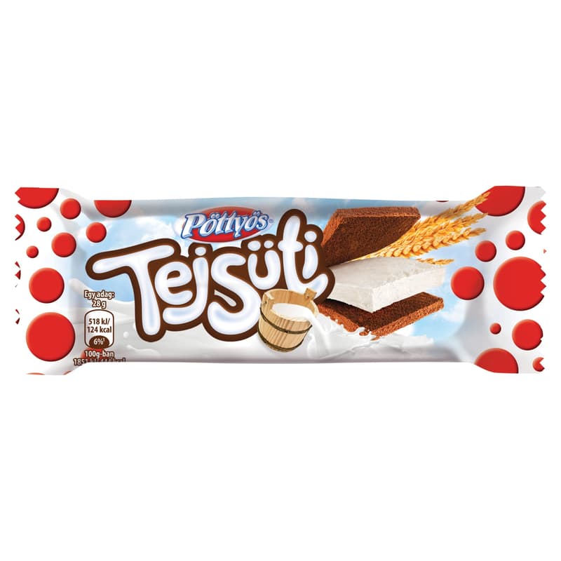 Pöttyös Tejsüti tejes krémmel töltött kakaós piskóta