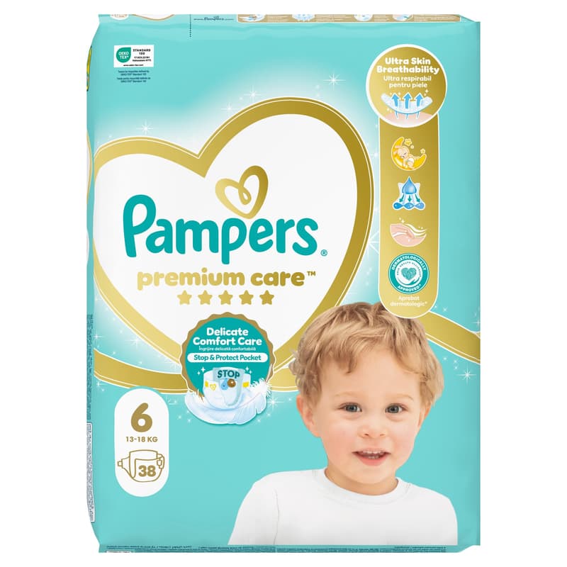 Pampers Premium Care Pelenka, Méret: 6 (13-18 kg) 38 db