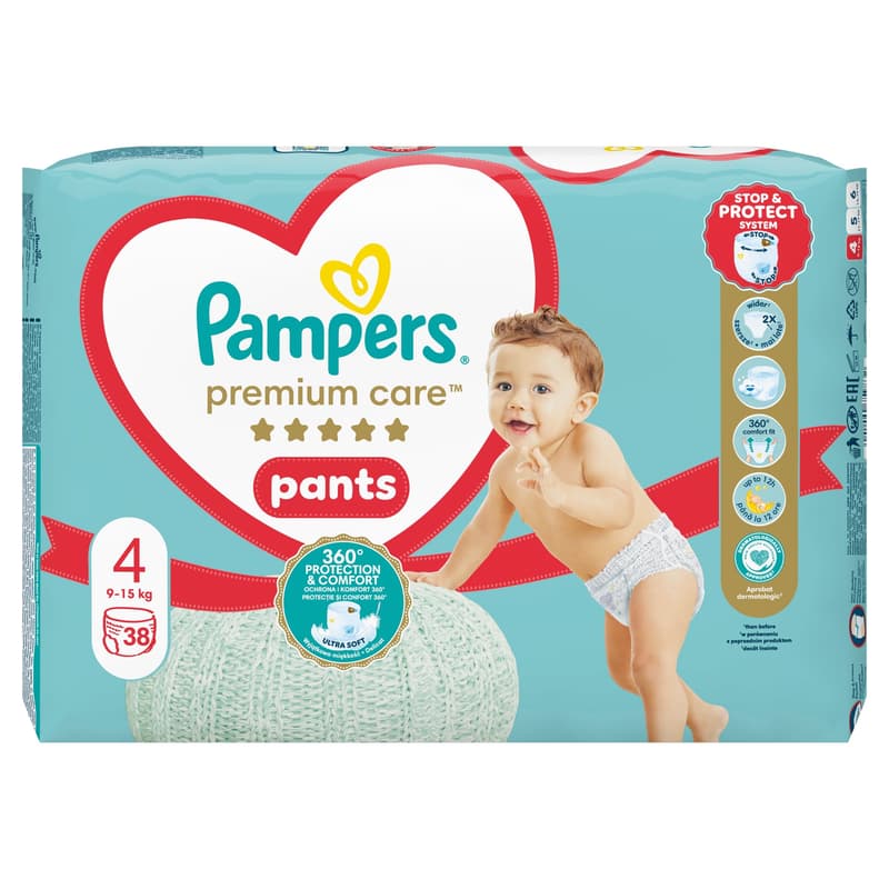 Pampers Premium Care Pants Bugyipelenka, Méret: 4 (9-15 kg) 38 db