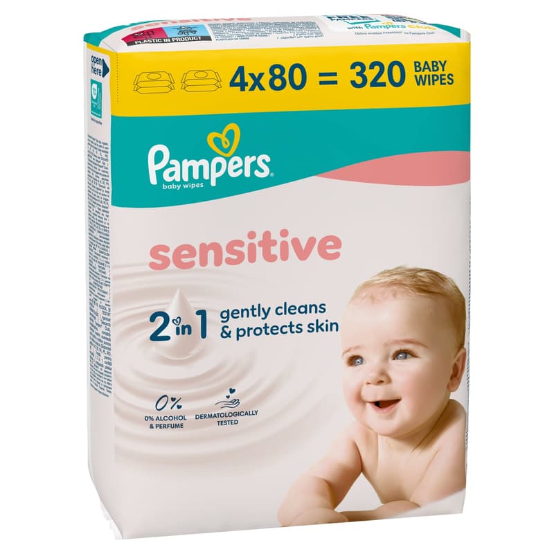 Pampers Nedves Törlőkendő Sensitive, 4x80 db, 320 db