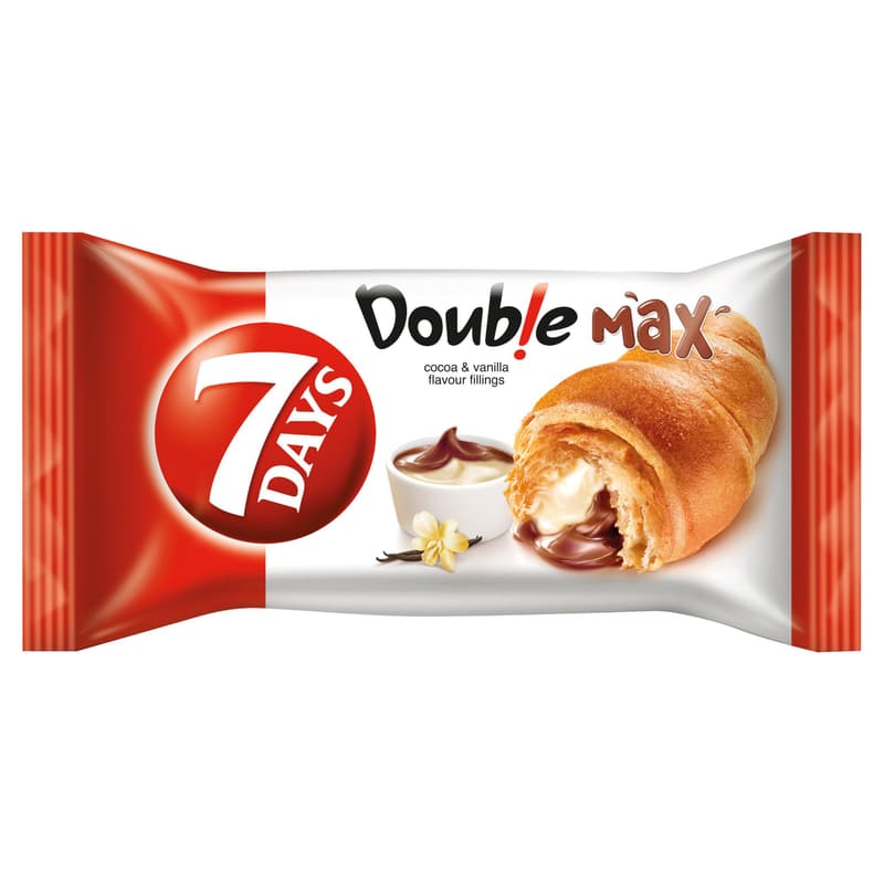 7Days Doub!e Max Croissant Kakaós és Vanília Ízű Töltelékkel