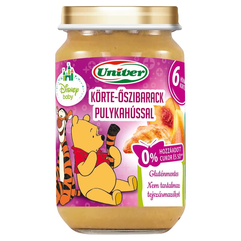 Univer Disney Körte-Őszibarack Pulykahússal Bébiétel 6 hónapos kortól