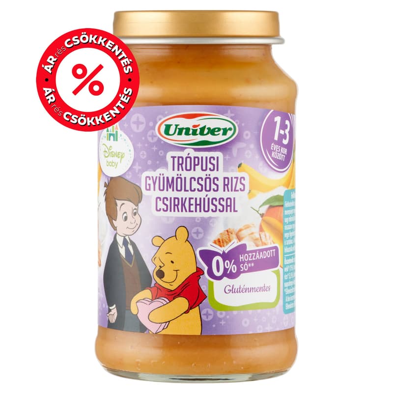 Univer Disney Trópusi Gyümölcsös Rizs Csirkehússal bébiétel 12 hónapos kortól
