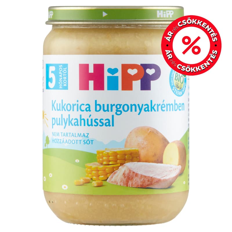 Hipp Kukorica burgonyakrémben pulykahússal 5 hónapos kortól