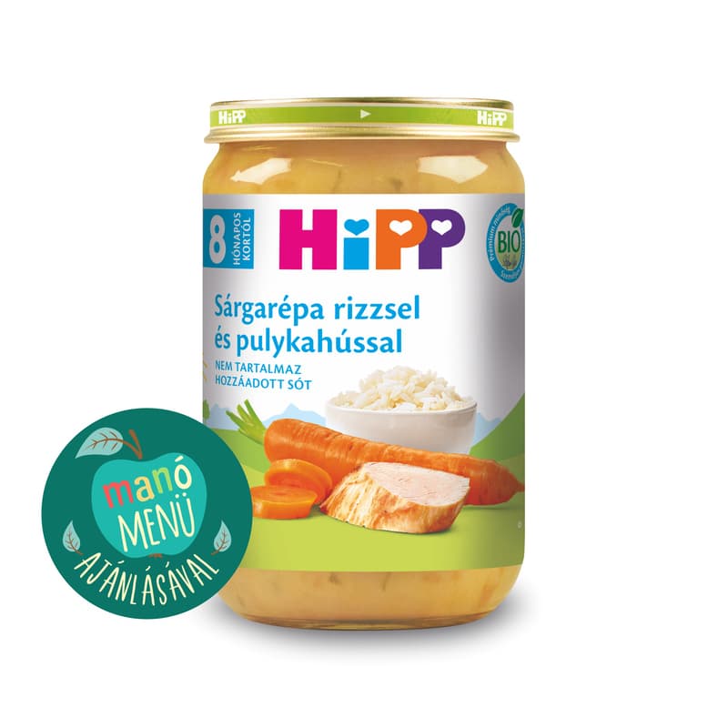 Hipp BIO Sárgarépa rizzsel és pulykahússal 8 hónapos kortól