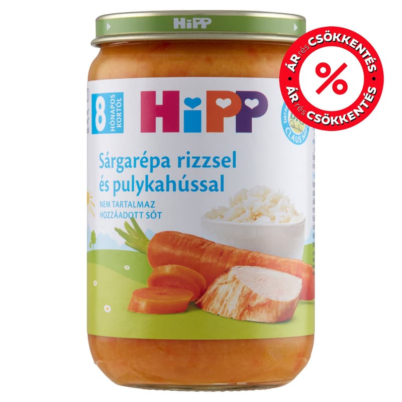 Hipp BIO Sárgarépa rizzsel és pulykahússal 8 hónapos kortól