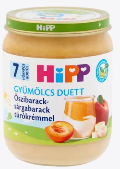 Hipp BIO Őszibarack-sárgabarack túrókrémmel 7 hónapos kortól