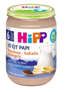 HiPP Jó Éjt Papi BIO banános-kakaós tejbegríz bébidesszert 6 hónapos kortól
