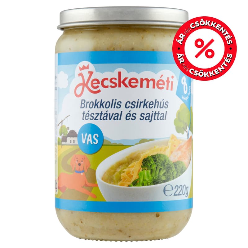 Kecskeméti Brokkolis csirkehús tésztával és sajttal 8 hónapos kortól