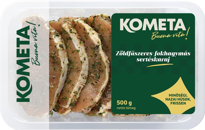 Kométa GyorsVacsora Zöldfűszeres-fokhagymás pácolt karaj csont nélkül, szeletelt