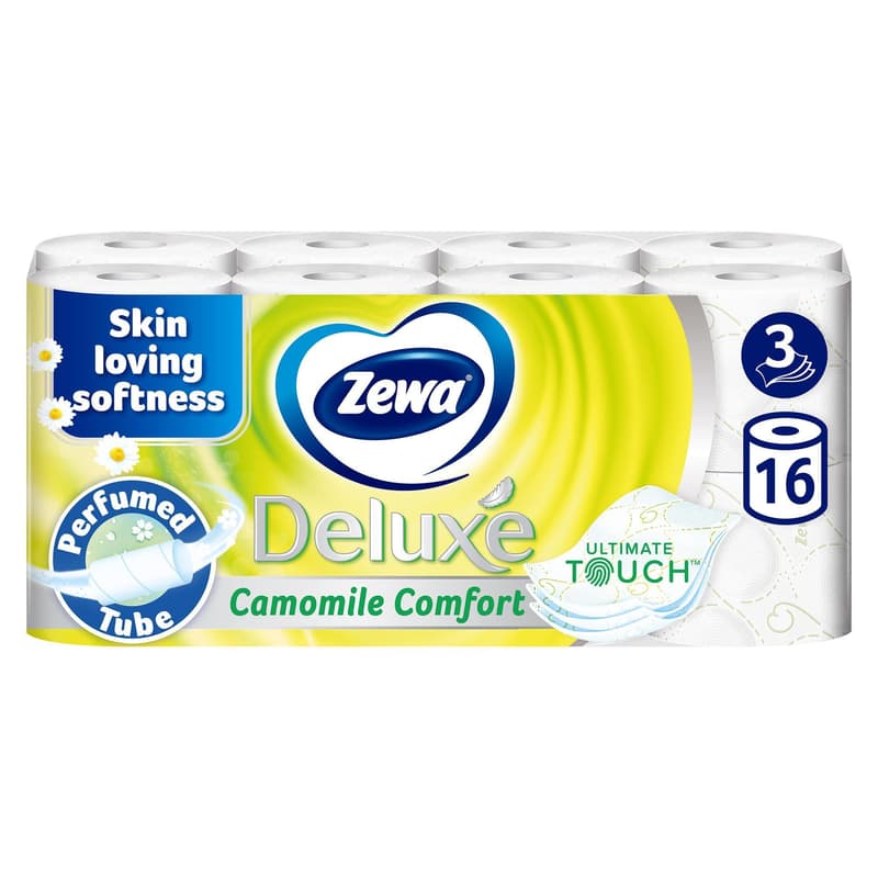Zewa Deluxe 3 ply toilet paper Camomile Comfort