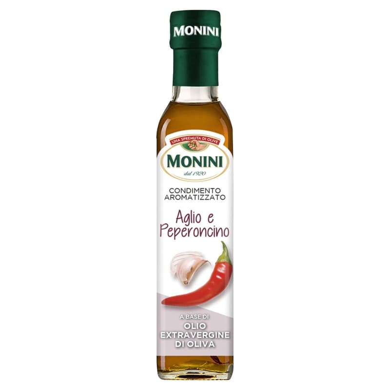 Monini extra virgin olive oil with garlic and chili