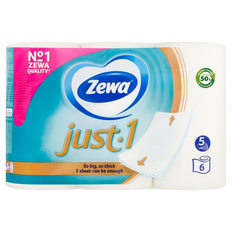 Zewa Just1 5 rétegű toalettpapír 6 tekercs