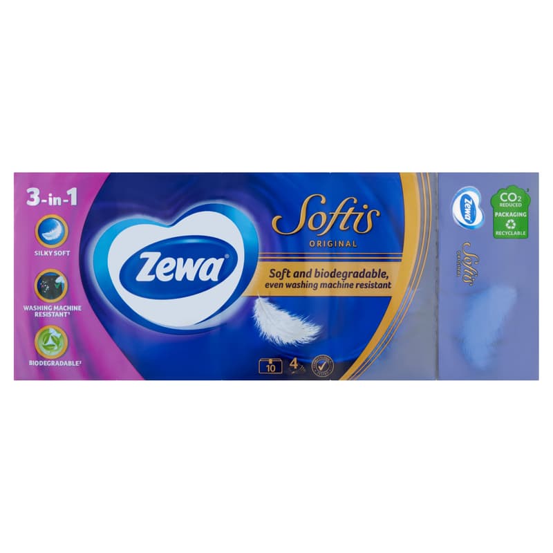 Zewa Softis Original illatmentes papír zsebkendő 4 rétegű