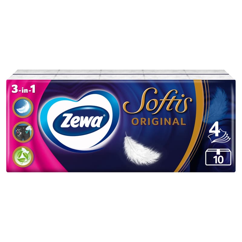 Zewa Softis Original illatmentes papír zsebkendő 4 rétegű