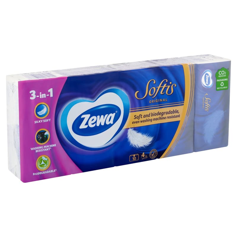 Zewa Softis Original illatmentes papír zsebkendő 4 rétegű