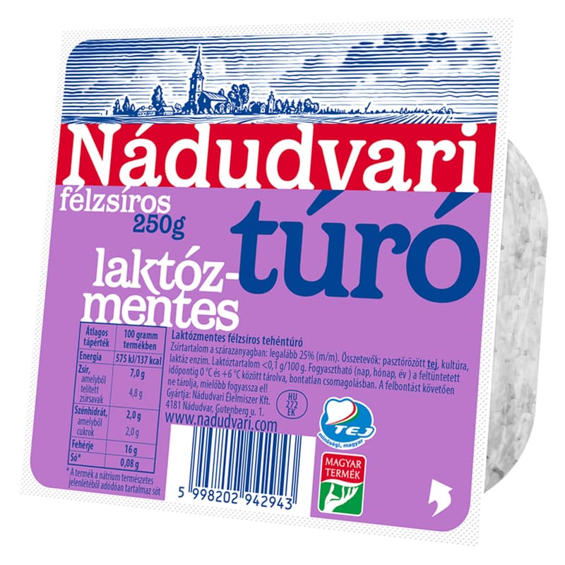 Nádudvari Félzsíros laktózmentes túró