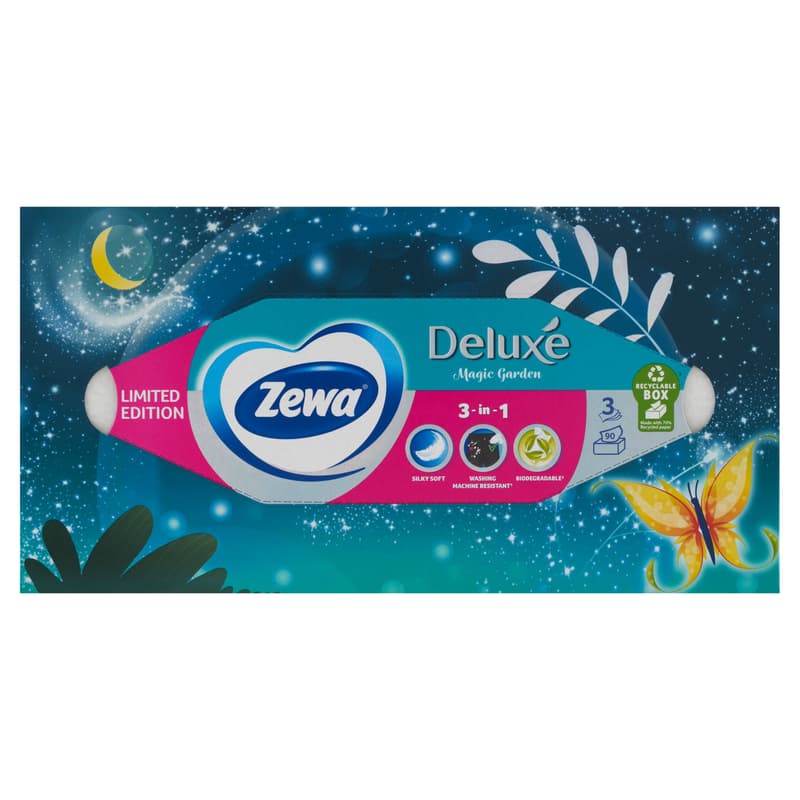 Zewa Deluxe Limited Edition dobozos illatmentes papír zsebkendő 3 rétegű