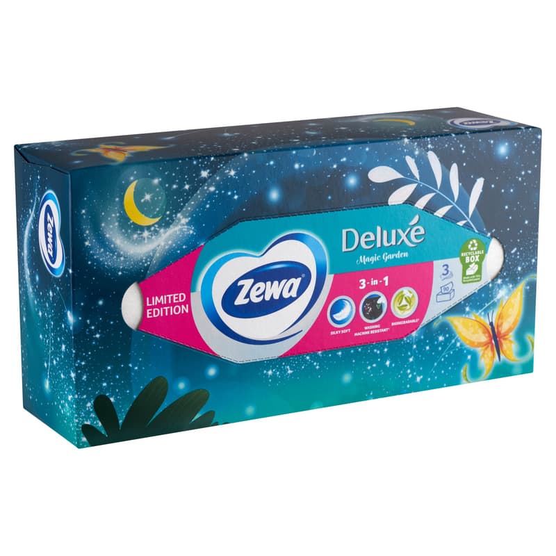 Zewa Deluxe Limited Edition dobozos illatmentes papír zsebkendő 3 rétegű