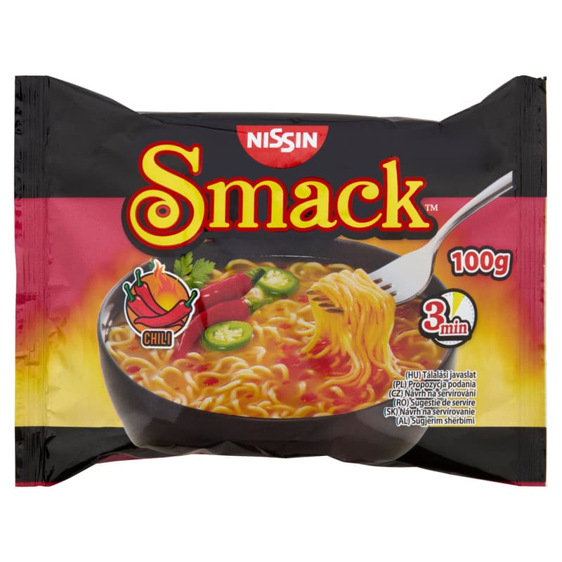 Nissin Smack instant noodle soup with chili flavoring
