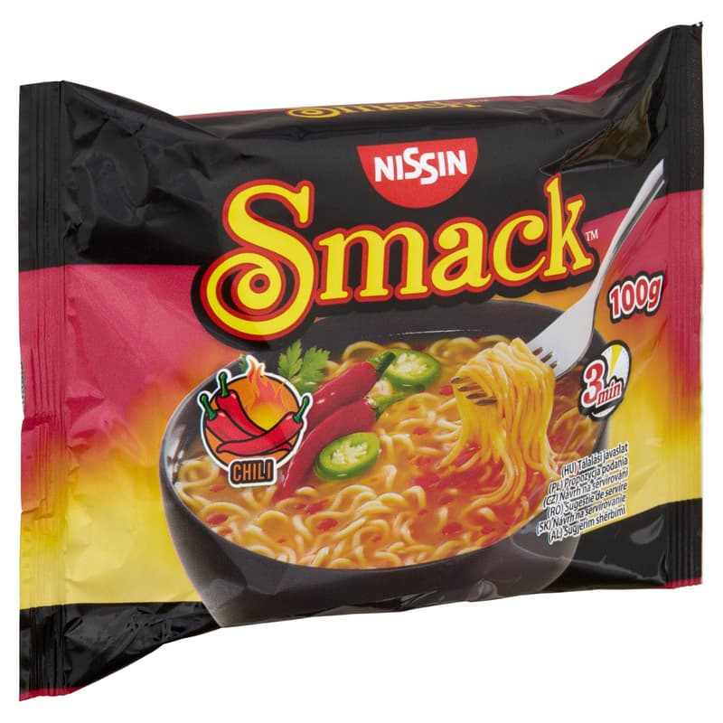 Nissin Smack instant noodle soup with chili flavoring