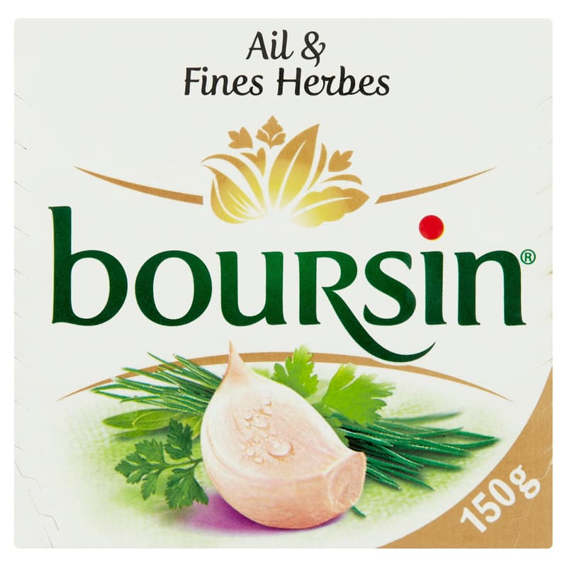 Boursin Fokhagymás, zöldfűszeres zsírdús, lágy sajt