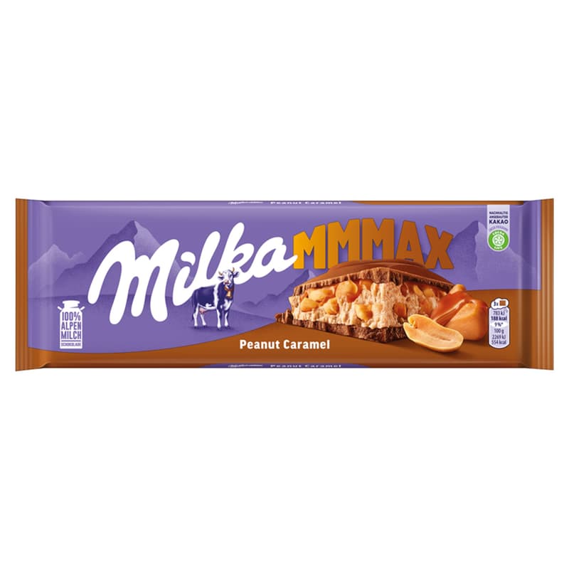 Milka MMMAX Peanut Caramel földimogyorós-karamellás alpesi tejcsokoládé
